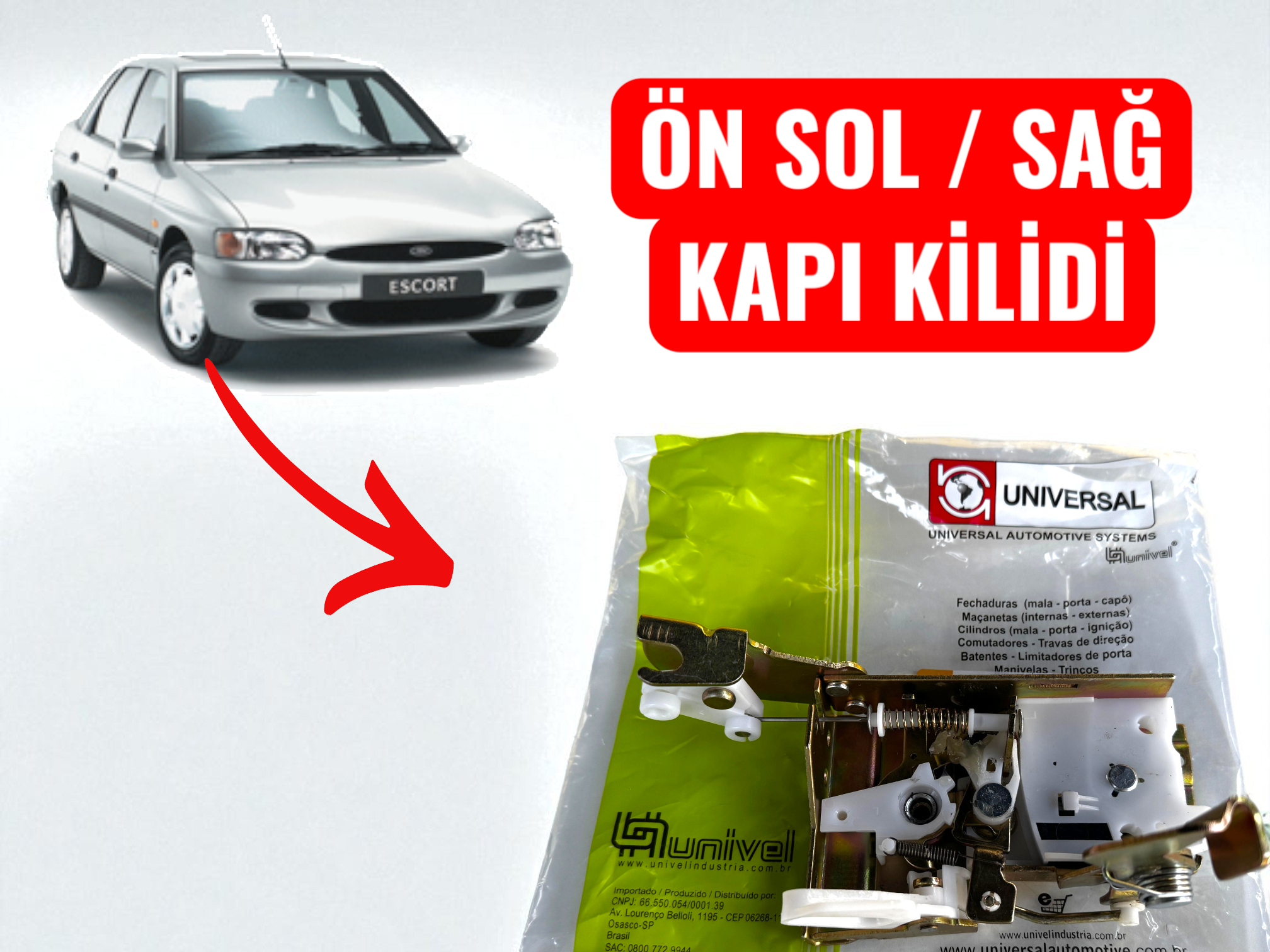 Ford Escort Sağ Sol Kapı Kilidi Merkezi Kilit Mekanizması Ön